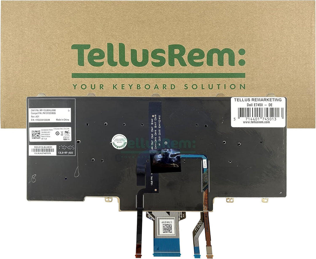 TellusRem ersatztastatur Deutsche Hintergrundbeleuchtung für Dell Latitude E5450, Latitude E7450, La