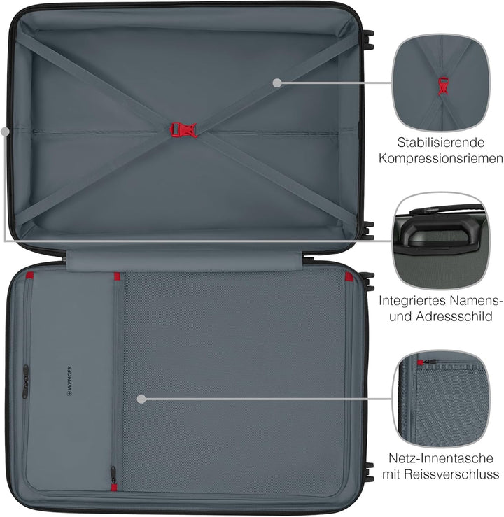 WENGER Prymo Large Hartschalenkoffer mit 4 Rollen, Trolley, Gross, 93 (107) l, Sicherheitsschloss, D