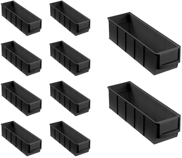 SparSet 10x Leitfähige Industriebox 300 S | HxBxT 8,1x9,1x30cm | 1,6 Liter | ESD, Sichtlagerkasten,