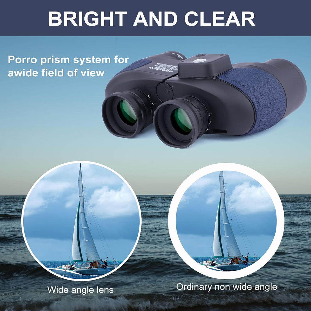 Marine Fernglas 10x50 wasserdicht mit Kompass &amp; Entfernungsmesser, Militärfernglas HD, beschlagfreie