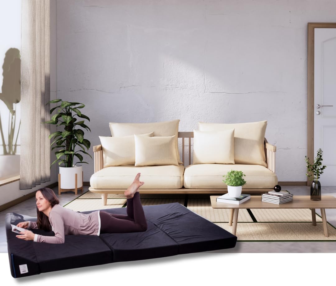 Natalia Spzoo Klappmatratze mit Kopfteil, 200x70cm Schaumstoffmatratze, Schlafsessel, Faltmatratze B