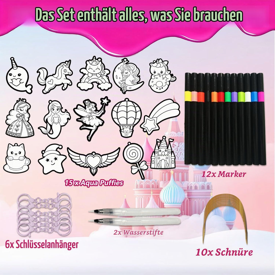 JRD&amp;BS WINL 3D-Kunstset für Kinder: Aqua-Aufschäum Süsse Prinzessinnen &amp; Einhörner, Malsets für Kind