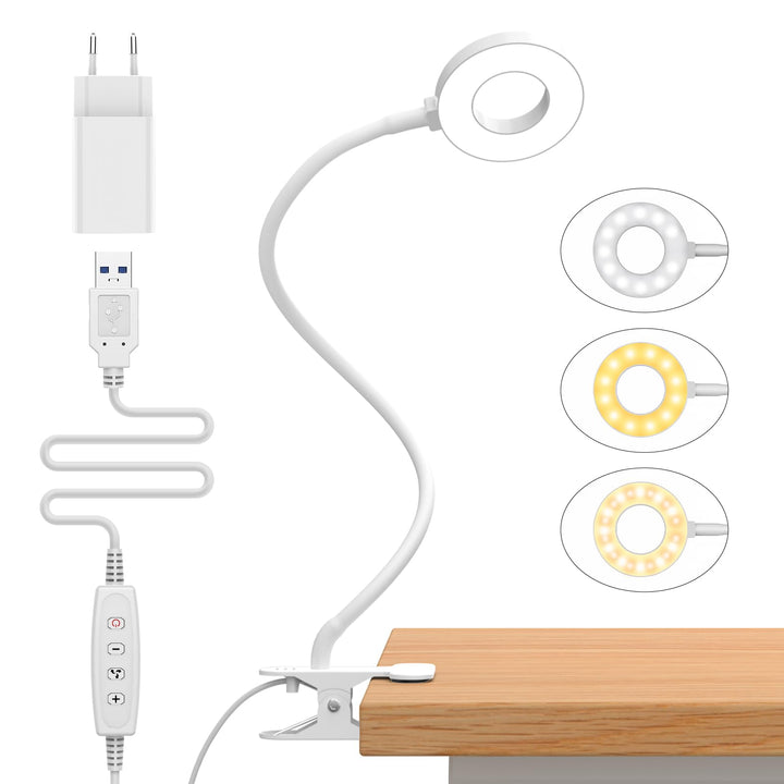 iZELL 23 LED Leselampe Bett Dimmbar -【3 Modi & 10 Helligkeitsstufen】 Augenschutz Klemmlampe mit 70cm