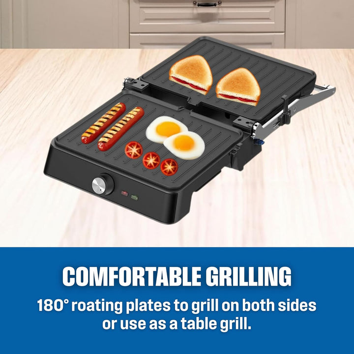 Westinghouse Retro Kontaktgrill mit 180°-Öffnung, Sandwichmaker mit Cool-Touch Griff &amp; Höhenverstell