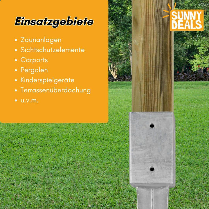 Einschlaghülsen für Pfosten 12x12 cm | 2er Set Bodeneinschlaganker verzinkt | Einschlaghülsen ca. 12