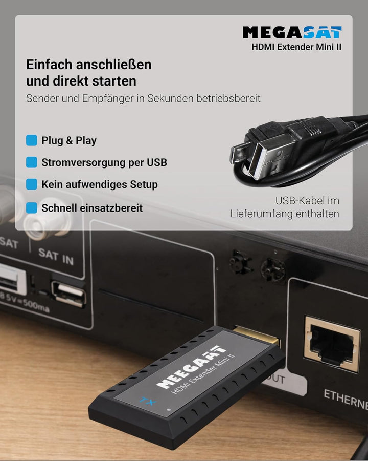 MegaSat Mini II HDMI Extender 30 m 5.8 GHz 1920 x 1080 Pixel