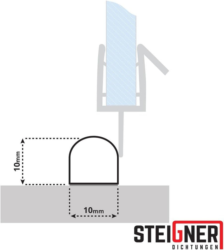 100cm Schwallschutz Acryl Halbrundstab - SDD03 Höhe 10mm - Spritzschutzprofil Halbrundprofil Schwall
