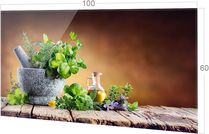 GRAZDesign Spritzschutz Küchenrückwand Glas Küche für Herd &amp; Küchenspüle, Kräuter in braun - Glaspla