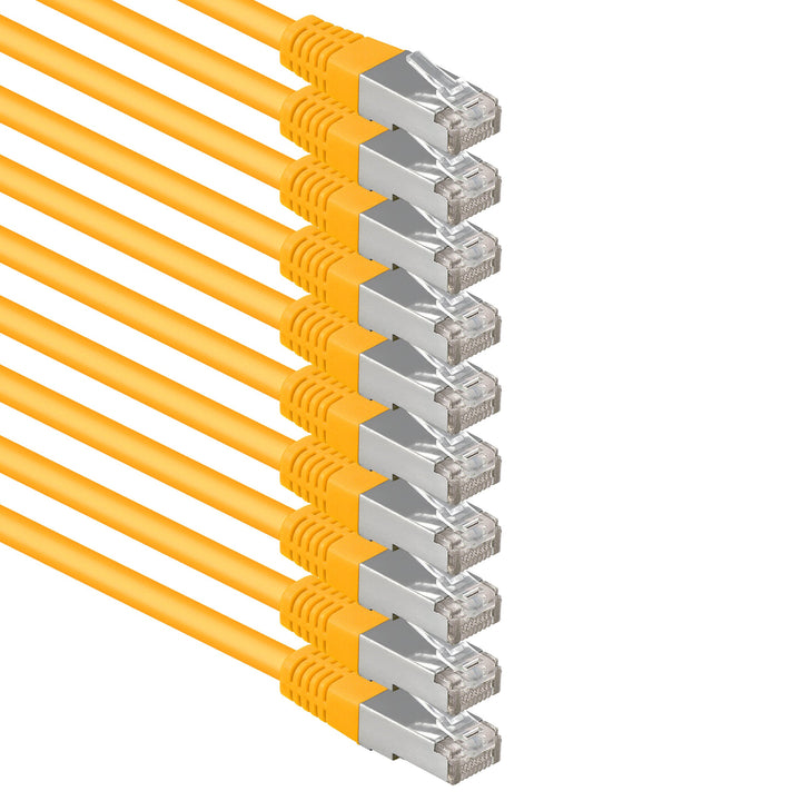 5m gelb - 10 Stück Cat.6 Patchkabel Netzwerkkabel CAT6 S-FTP Gigabit Lan PIMF CAT 6 Kupfer CU Haloge