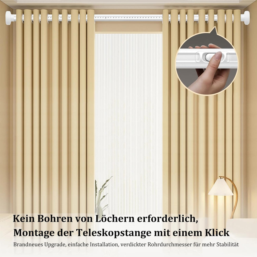 Gardinenstange ohne Bohren 70-110cm, Ø32mm Weiss Multifunktionale Vorhangstange zum Einklemmen - Aus