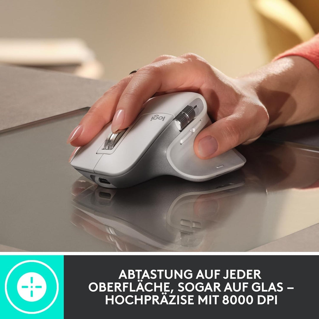 Logitech MX Master 3S - Kabellose Performance-Maus mit ultraschnellem Scrollen, Ergo, 8K DPI, Glas-T