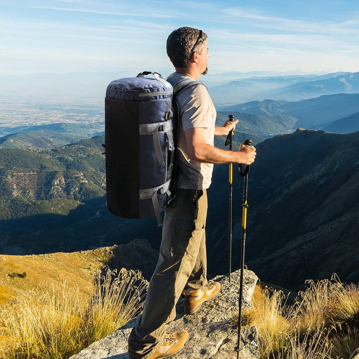 MIER Grosse Sporttasche wasserdicht Sportrucksack mit Schuhfach umwandelbar in Rucksack, 45L/60L/90L
