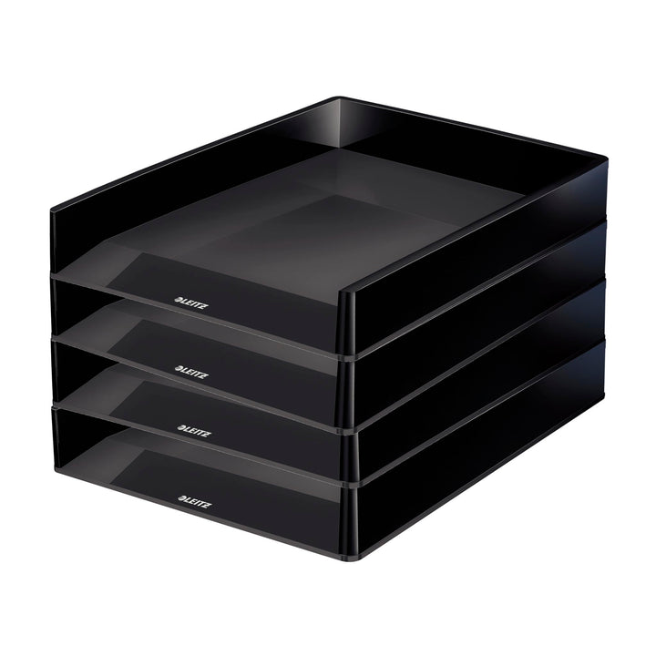 Leitz Briefkorb Duo Colour, 4 Stück, schwarz, 53610095 Schwarz / Schwarz 4 Stück, Schwarz / Schwarz