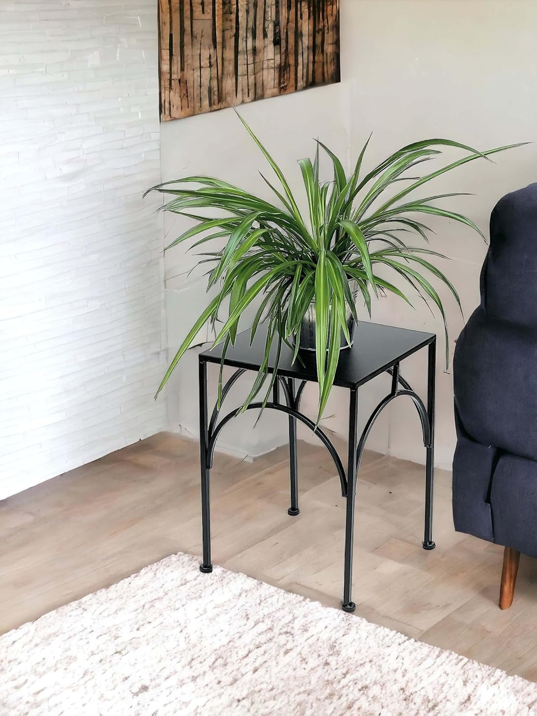 DanDiBo Blumenhocker Metall Schwarz Eckig Blumenständer Beistelltisch 96449 Blumensäule Pflanzenhock