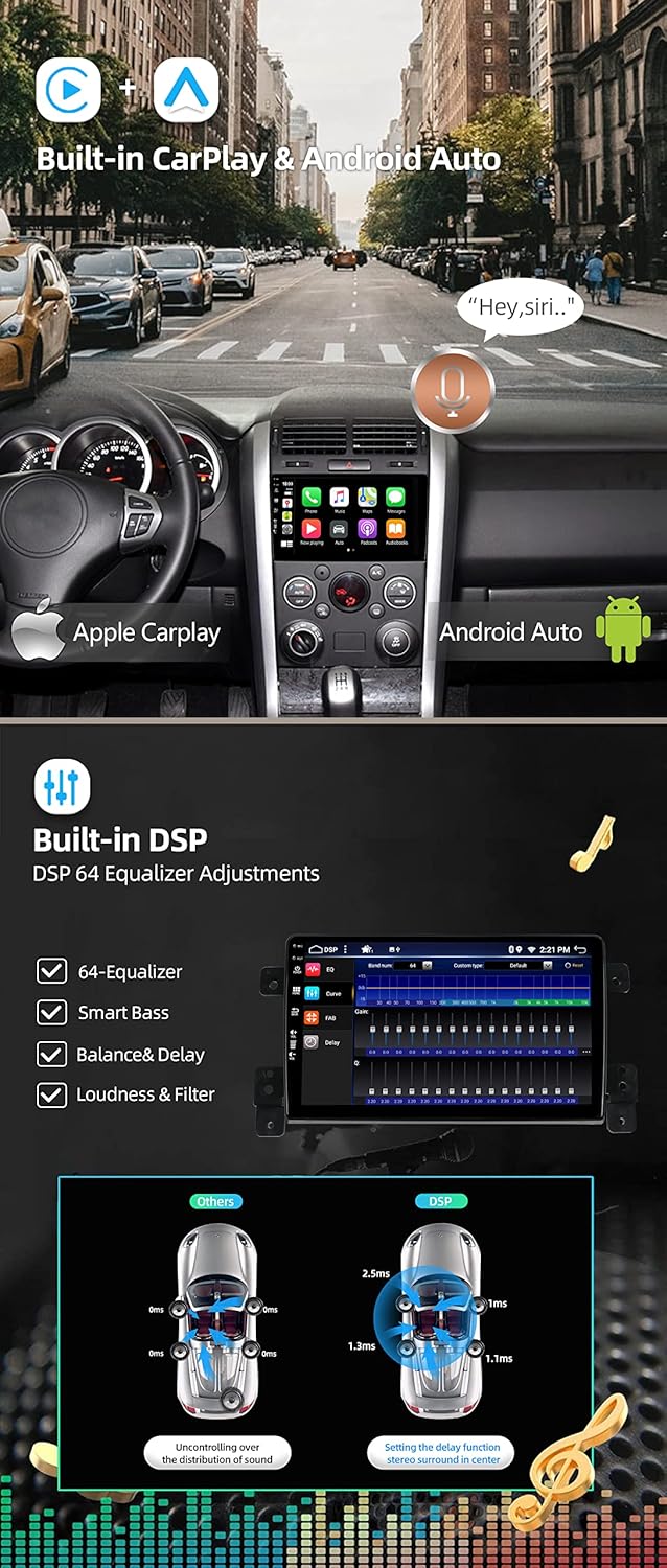 JOYX - [6G+128G] - Android 15 IPS Autoradio Passt für Suzuki Grand Vitara (2005-2015) - Kabellos Car