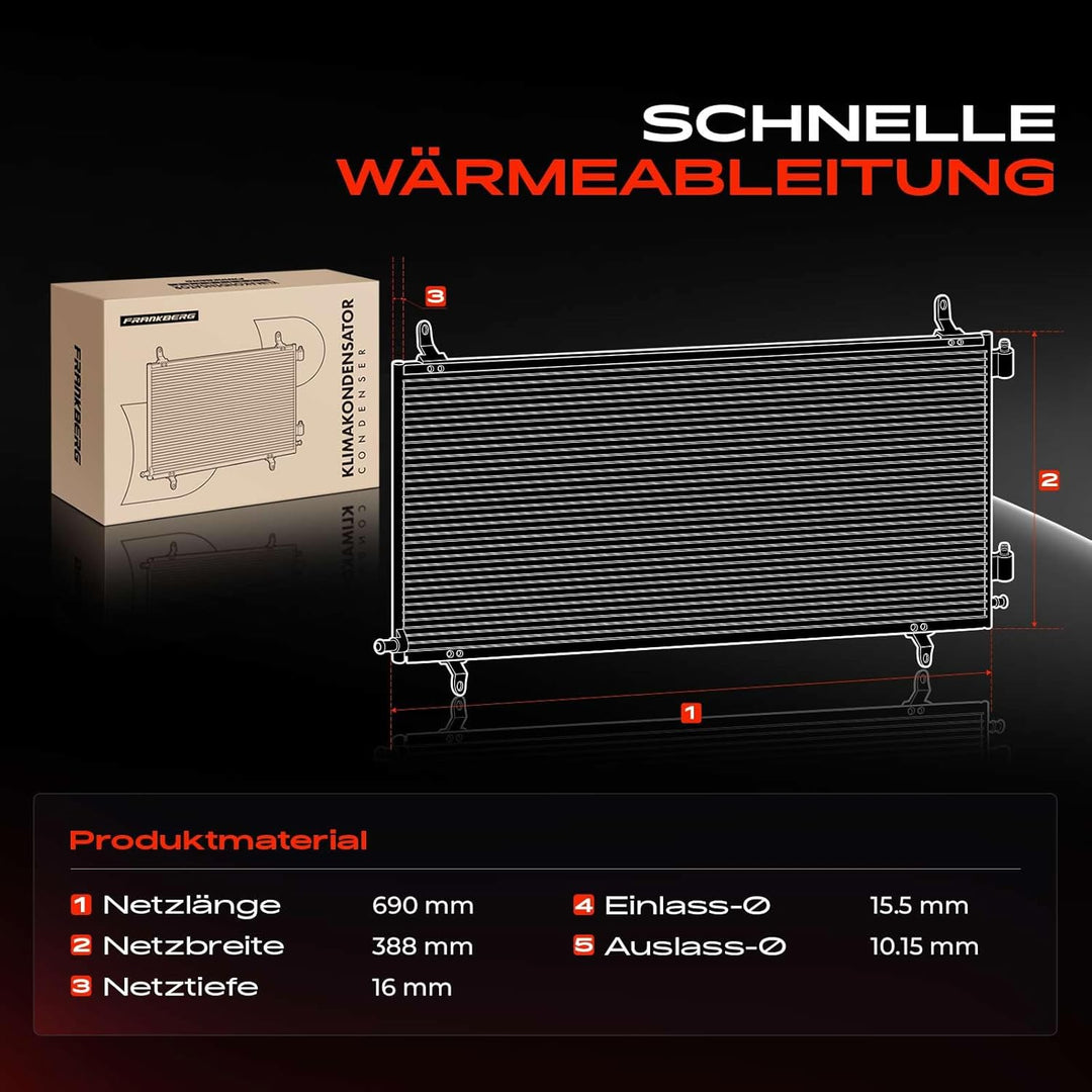 Frankberg Kondensator Klimaanlage Kompatibel mit ES MCV VZV 2001-2006 Camry Stufenheck ACV3 MCV3 XV3