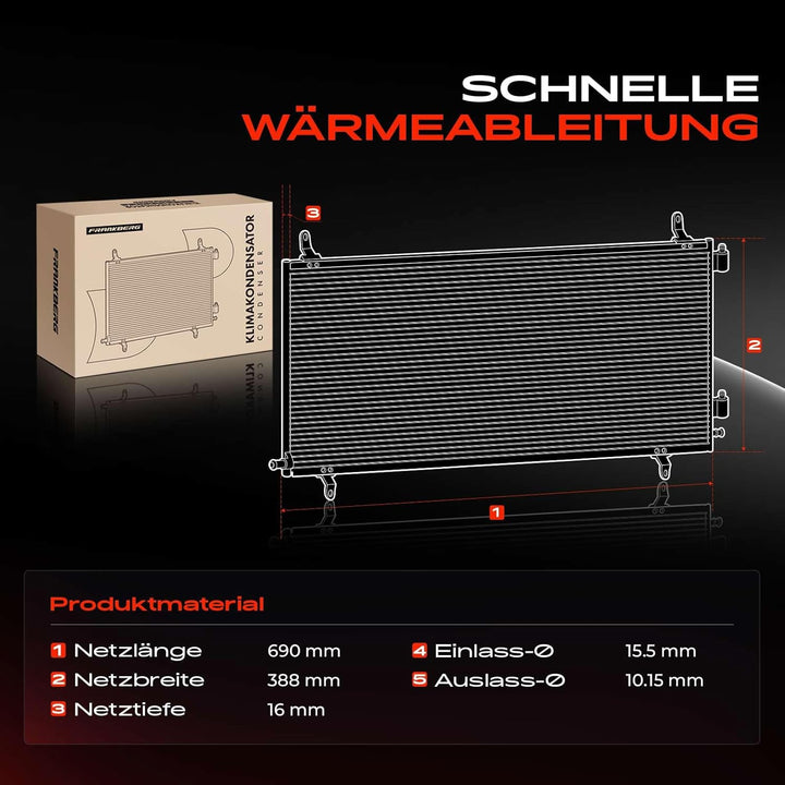 Frankberg Kondensator Klimaanlage Kompatibel mit ES MCV VZV 2001-2006 Camry Stufenheck ACV3 MCV3 XV3