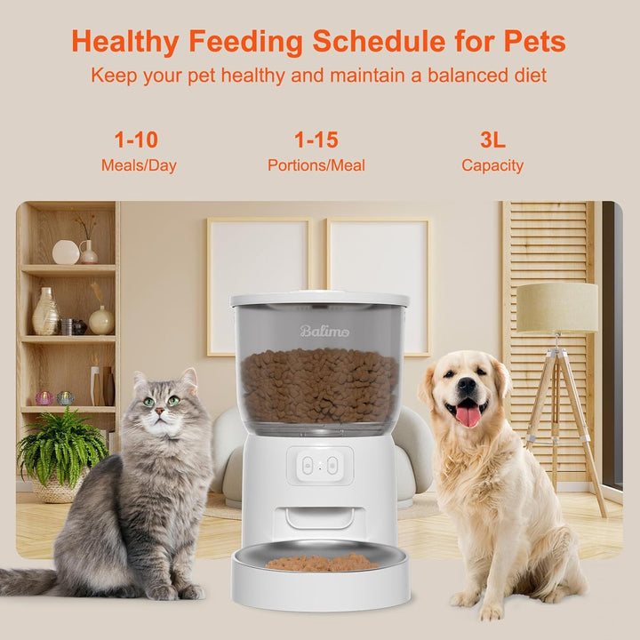 Balimo Futterautomat Katze | 3L Automatischer Futterspender Katze 2,4 G WiFi | App Steuerung mit Ede