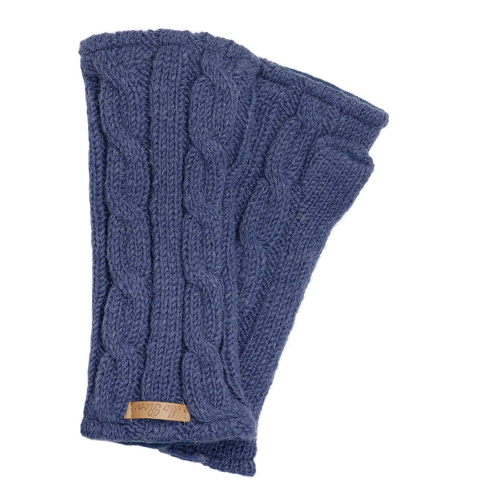 McRon Damen Gestrickte Pulswärmer Modell Emily Jeansblau, Jeansblau