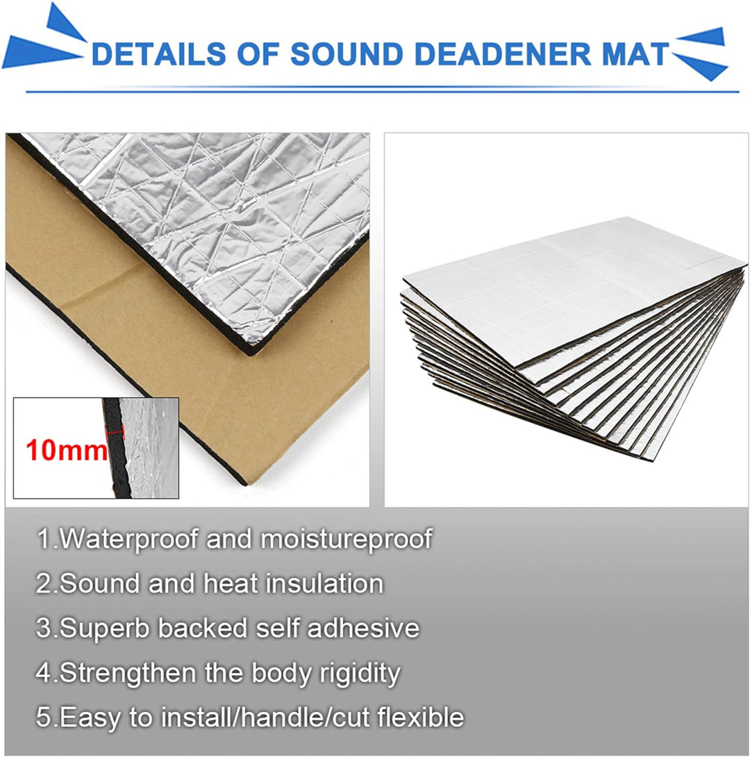 sourcing map 9 Stücke 394mil/10mm 14.4sqft Schalldämmung Wärmedämmungsmatte Isolationsmatte Lärmschu
