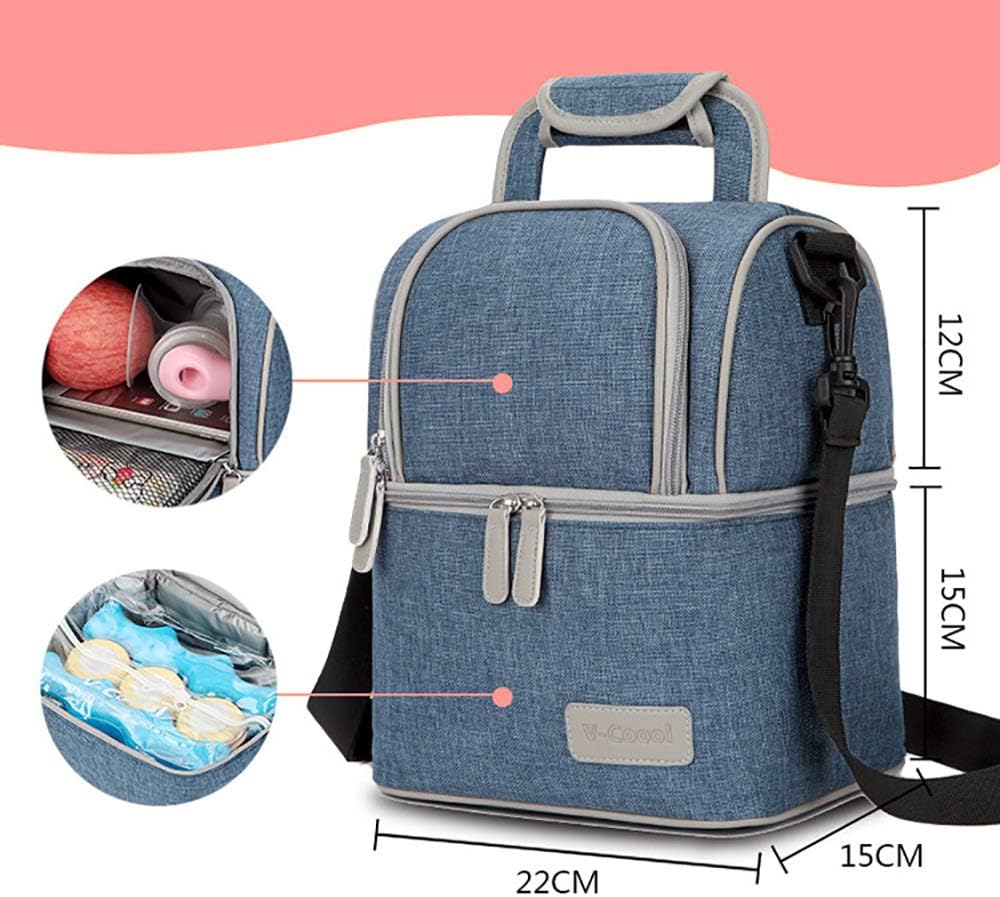 Rufun Isolierte Tasche für Brustmilch Lunch Kühler Wärmender Rucksack Wasserdicht, 2 Eisbeutel inklu