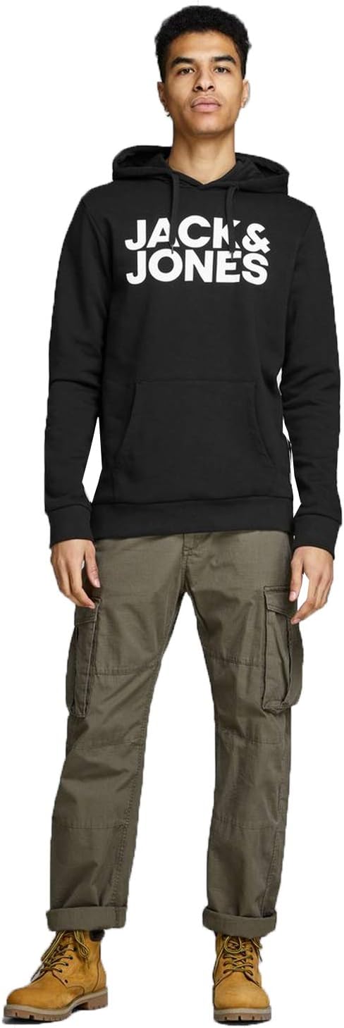 JACK &amp; JONES Male Kapuzenpullover Logo Kapuzenpullover XXL - Black, XXL - Black