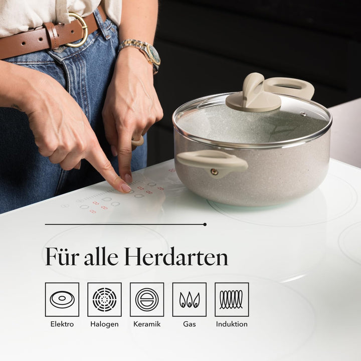 FLORINA Aluminiumtopf ISLA 2,4L I 20 cm I Aluminium Kochtopf mit Antihaftbeschichtung | Schnelles un