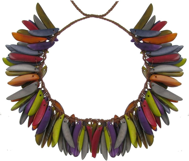 LES POULETTES BIJOUX - Tagua Halskette Herbst Mehrfarbig Flame