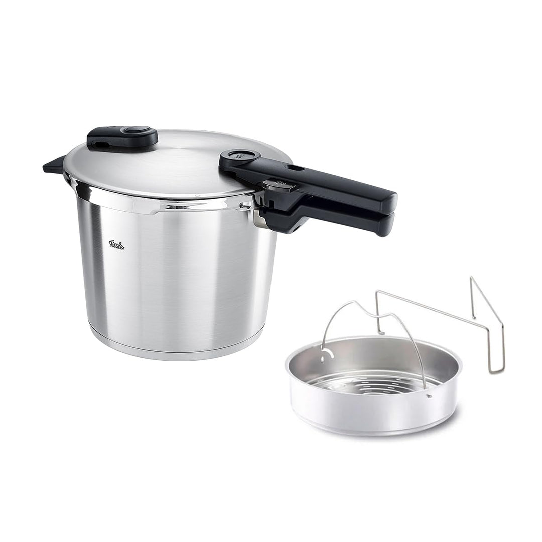 Fissler Vitaquick Premium/Schnellkochtopf (6 L, Ø 22 cm) m. Einsatz, Edelstahl-Dampfkochtopf, 2-Gars