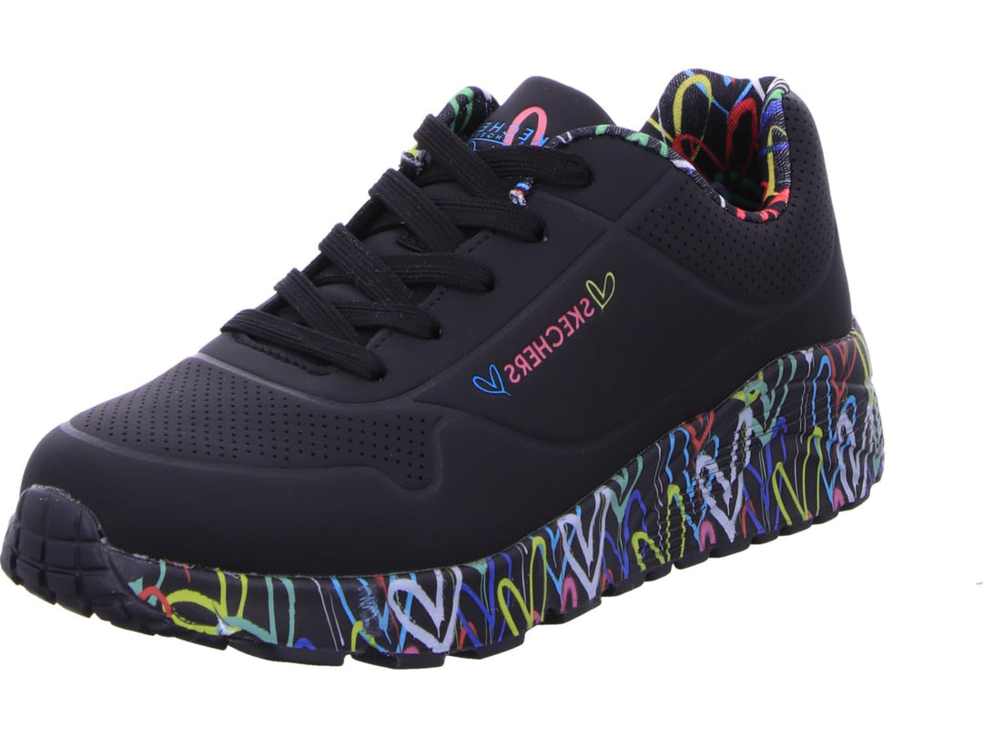 Skechers Mädchen Uno Lite Lovely Luv Sneaker 27 EU Black Synthetic Multi Trim, 27 EU Black Synthetic