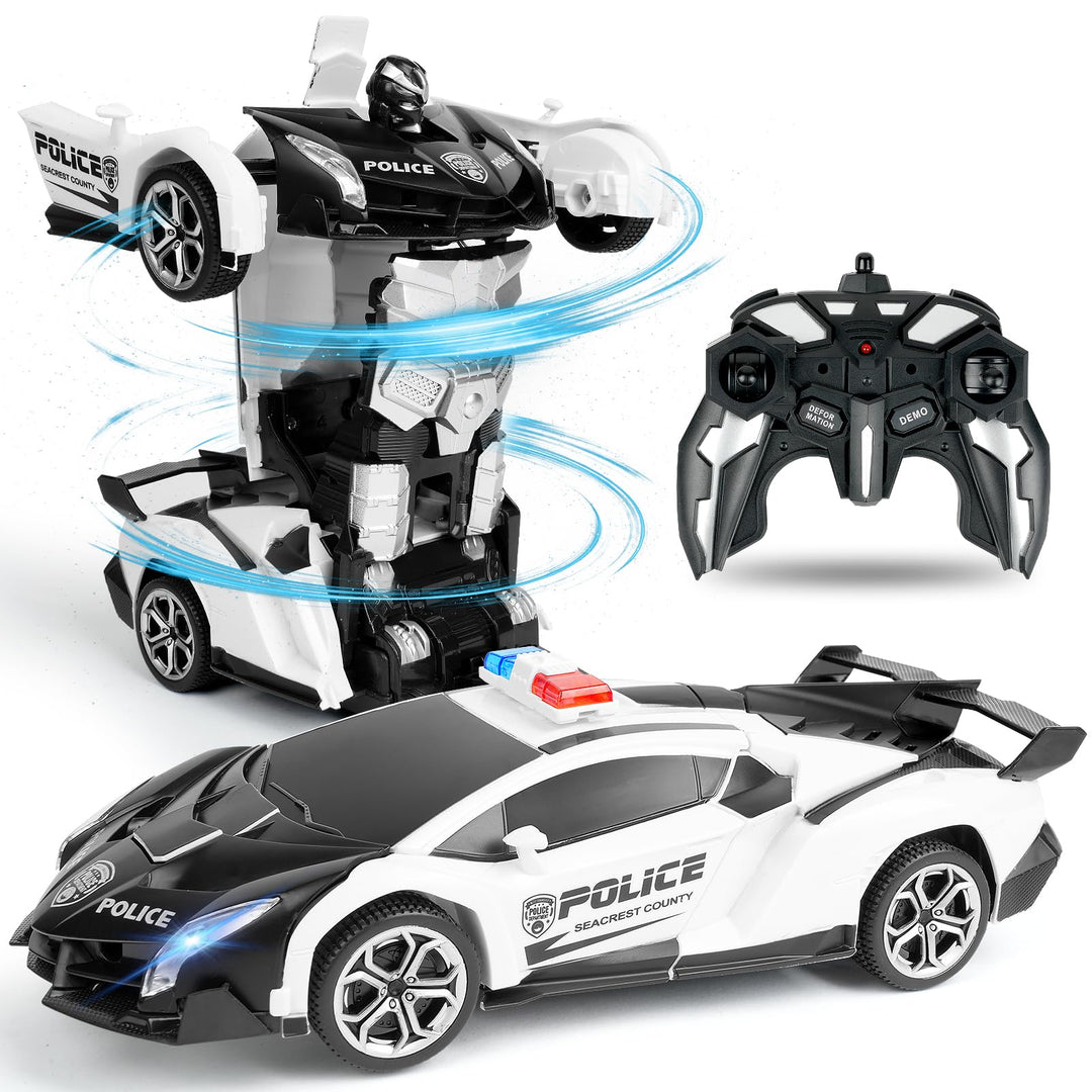 HOTUT Ferngesteuertes Auto, 1:18 Transformator, 2-in-1 Transform Roboter mit 2.4GHz Fernbedienung, P