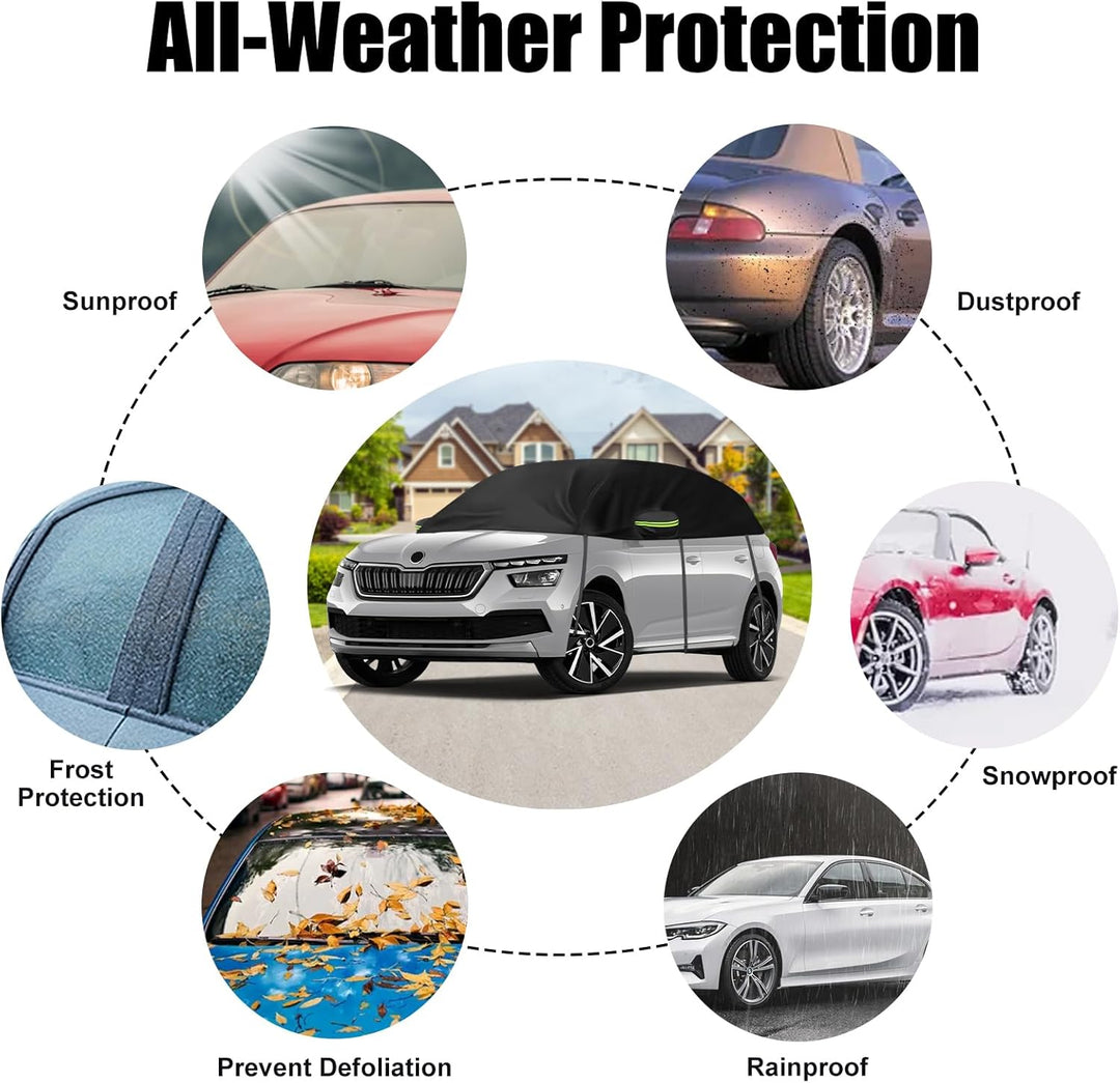 Halbe Autoabdeckung Kompatibel mit Kia Picanto 2003-2025, Halbabdeckung wasserdichte Halbgarage mit