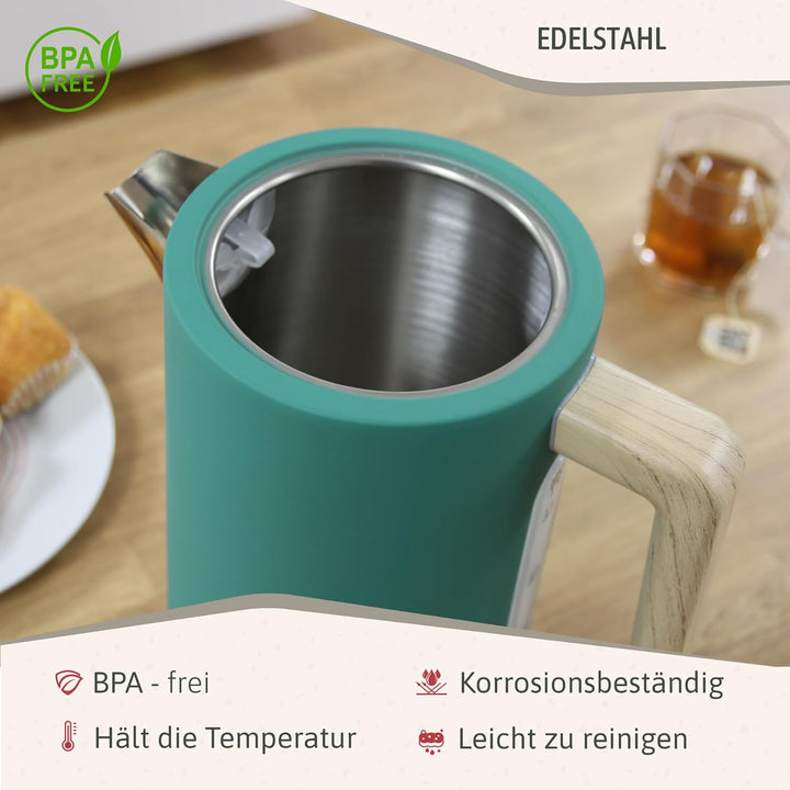 briebe Nordic Wasserkocher 1,7L Elektrischer Teekocher 2200W Schnell Aufheizender, BPA-frei, 360° So