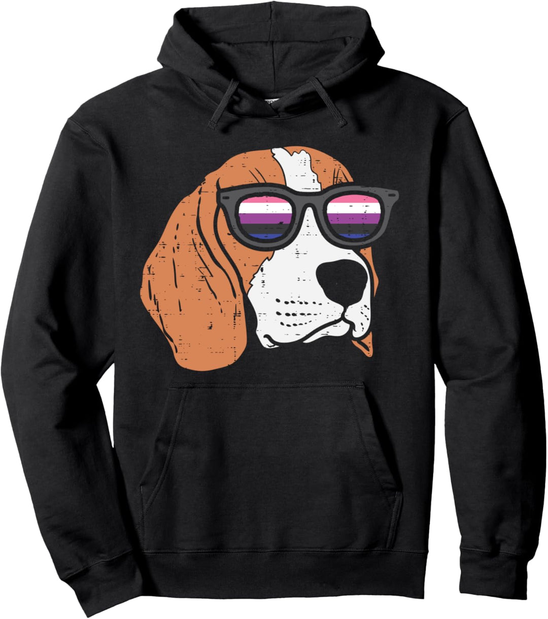 Beagle Dog LGBTQ Genderfluid Flag Non-Binary Dog Lover Pullover Hoodie