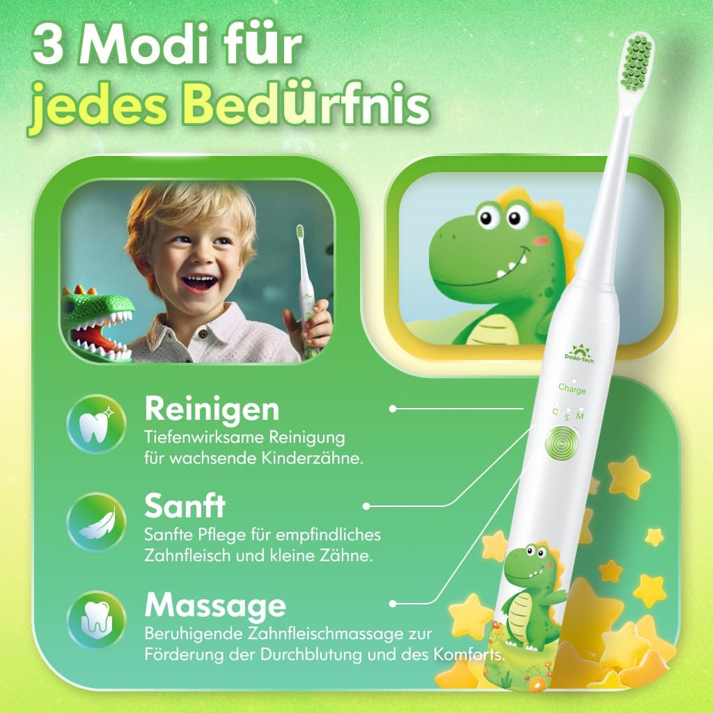 Zahnbürste Elektrisch Kinder ab 3-6-10-12 Jahre, Kinderzahnbürste Elektrisch mit Timer Gewohnheitsbi