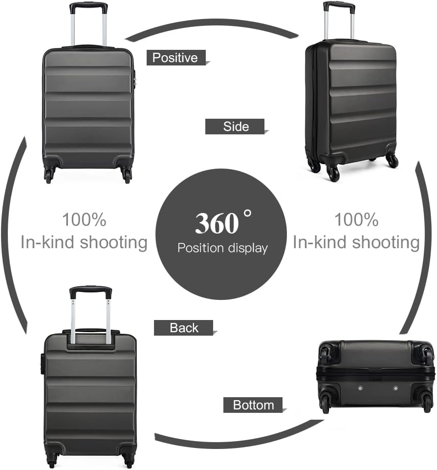 KONO Handgepäck Koffer Klein Reisekoffer mit Rollen und TSA Schloss, Koffer Trolley Handgepäck Flugz