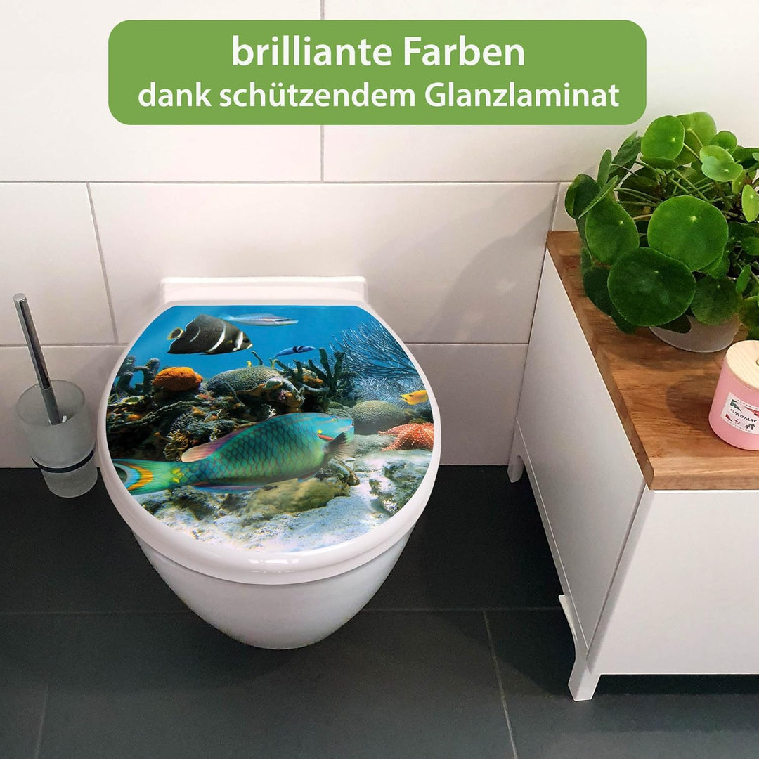 banjado Toilettendeckel mit Absenkautomatik 44,5x37cm - Soft Close Toilettensitz - WC Sitz mit Absen
