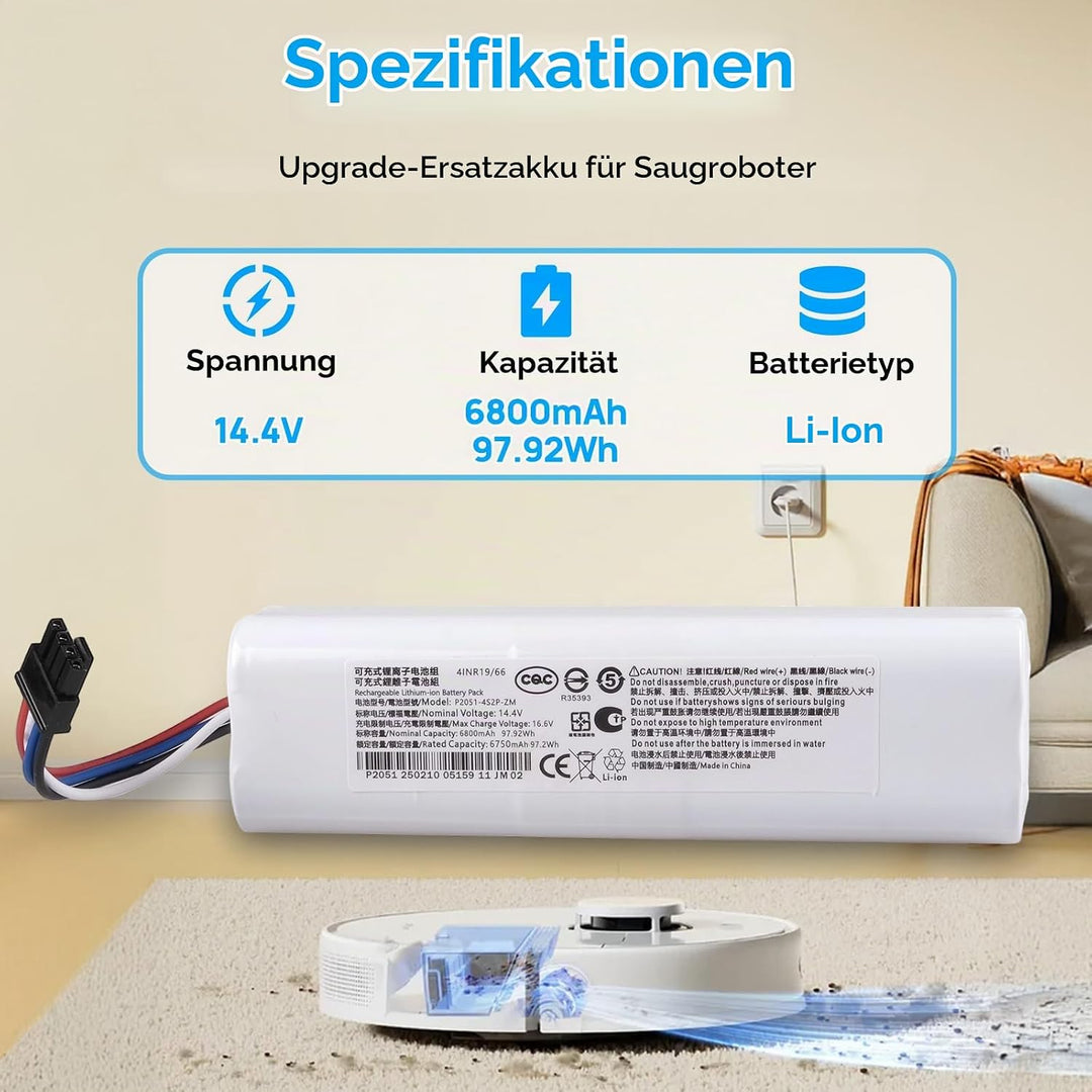 6800 mAh Akku kompatibel mit Dreame D9 D9 Pro D9 Max, D10 D10S D10 Plus, L10 L10S L10 Pro L10 Plus,