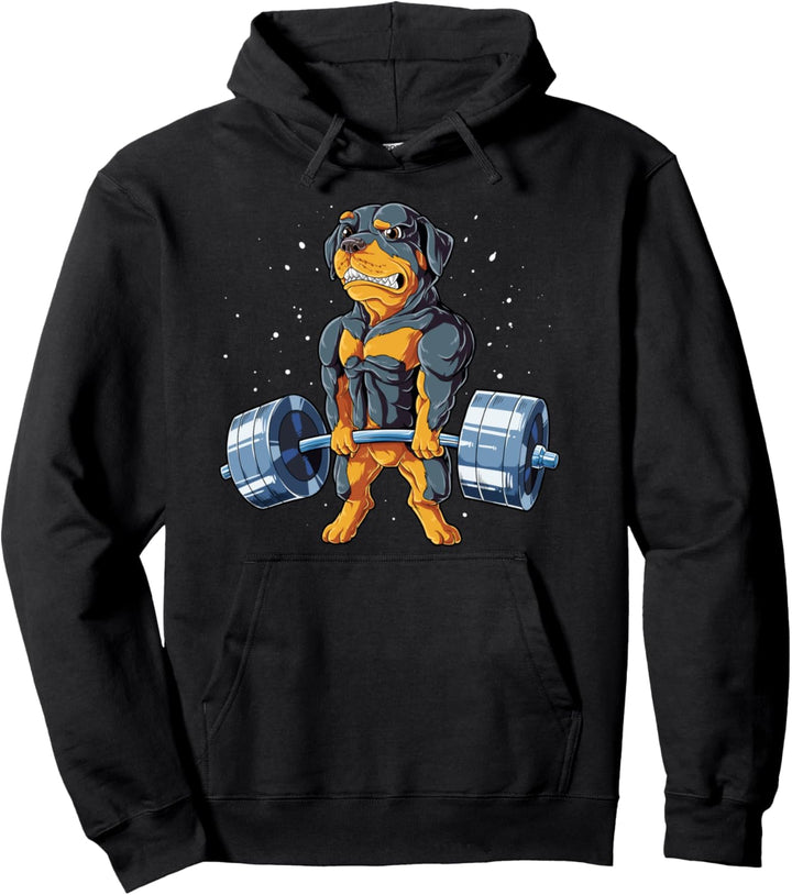 Rottweiler Weightlifting Funny Deadlift Men Fitness Gym Gift Pullover Hoodie
