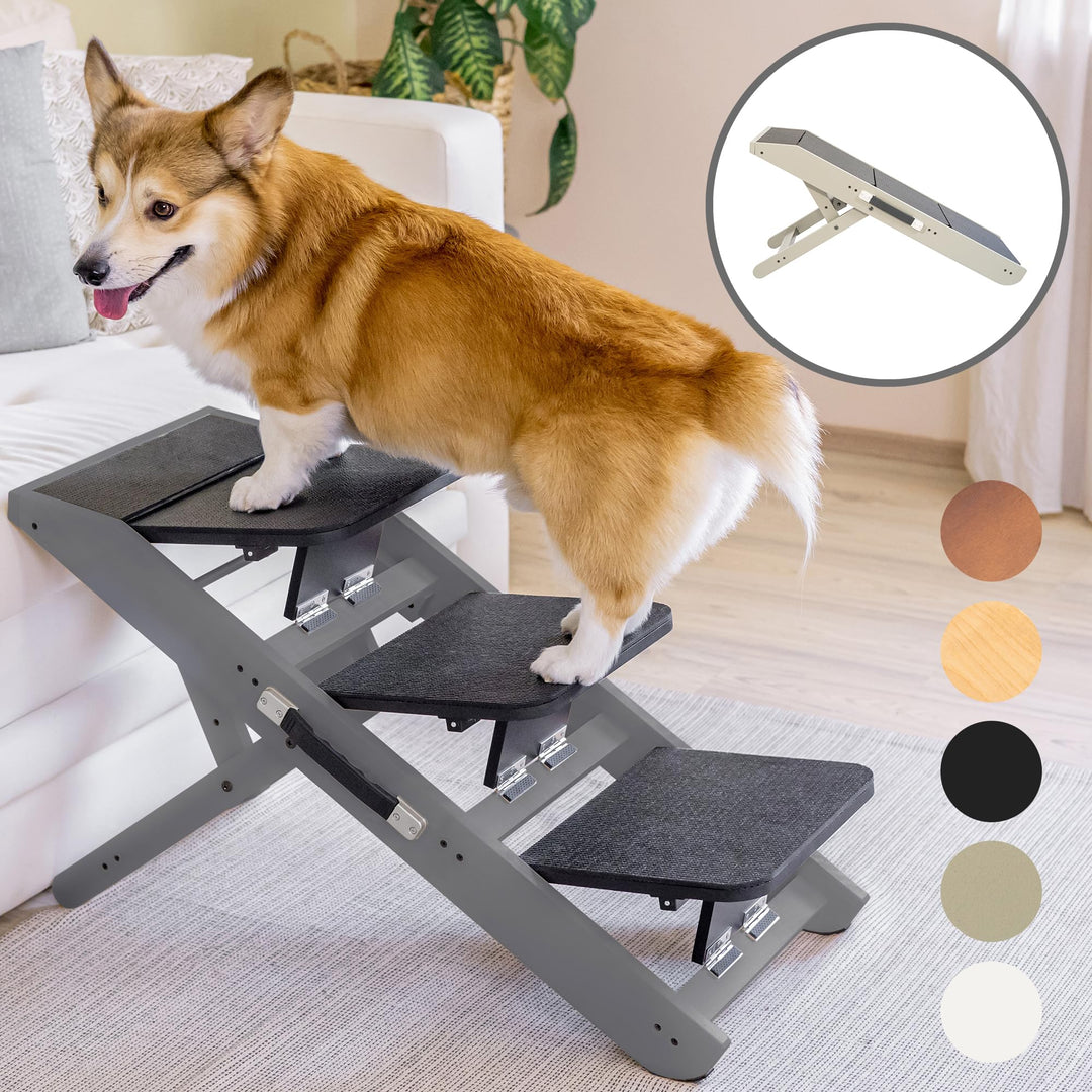 Hundetreppe für Bett & Sofa 2-in-1 Rampe, Höhenverstellbar 18-50 cm für Couch, leicht zu bewegen, Ha