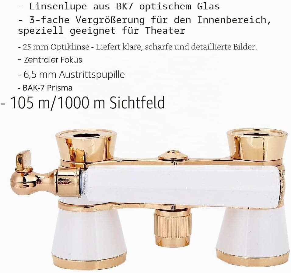 Opera Fernglas, Brillen-Teleskop 3X25 Theaterbrille -Fernglas Concert Portable Compact Lightweight,
