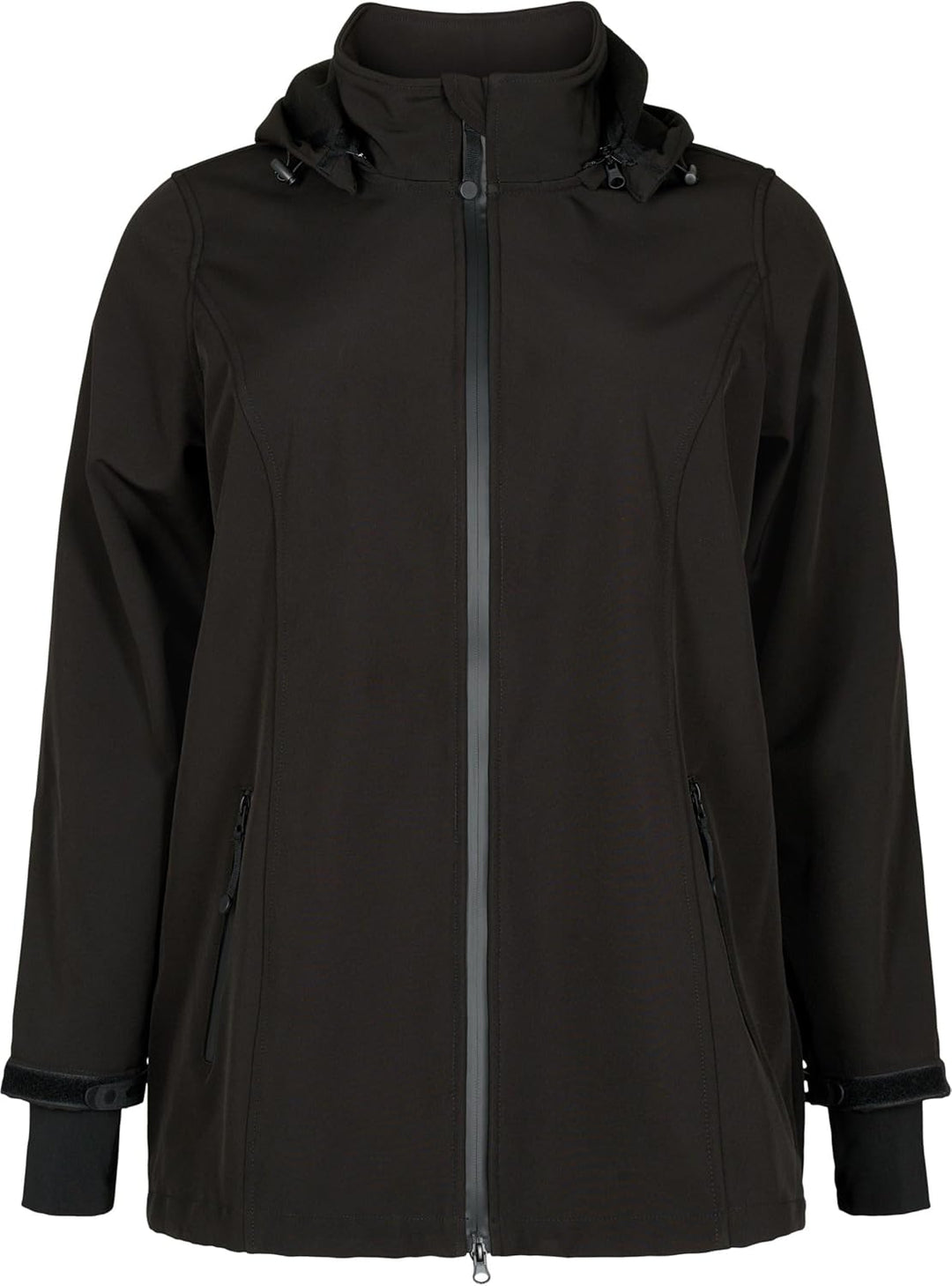 Zizzi Damen Grosse Grössen Softshell Jacke Kurz Kapuze Gr 58-60 Schwarz, 58-60 Schwarz