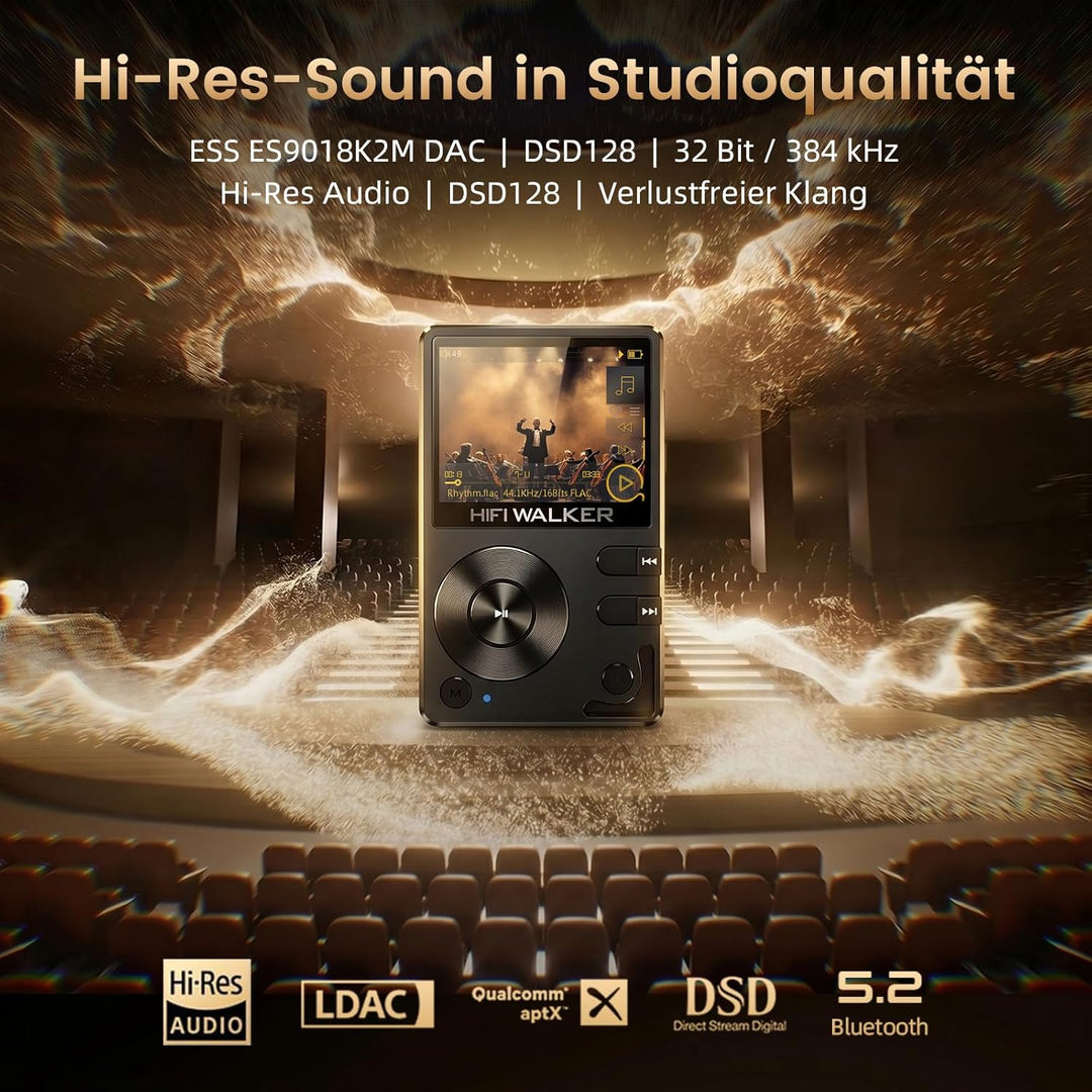 HiFi Walker H2 HiFi MP3 Player mit Bluetooth Verlustfreier DSD DAC Flac High Resolution Music Player