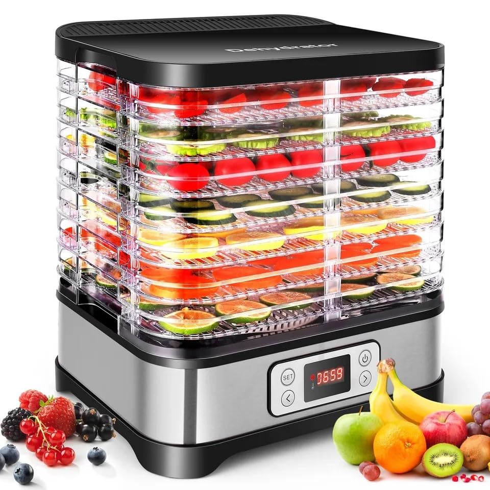 Nictemaw 400W Dörrautomat, Dörrgerät für Lebensmittel mit 8 Dörrebenen,Trockner für Fleisch, Obst&amp; G
