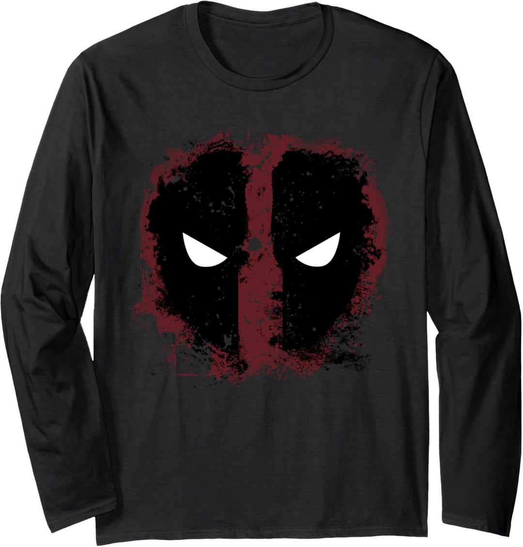 Marvel Deadpool Mask Spray-Paint Print Langarmshirt