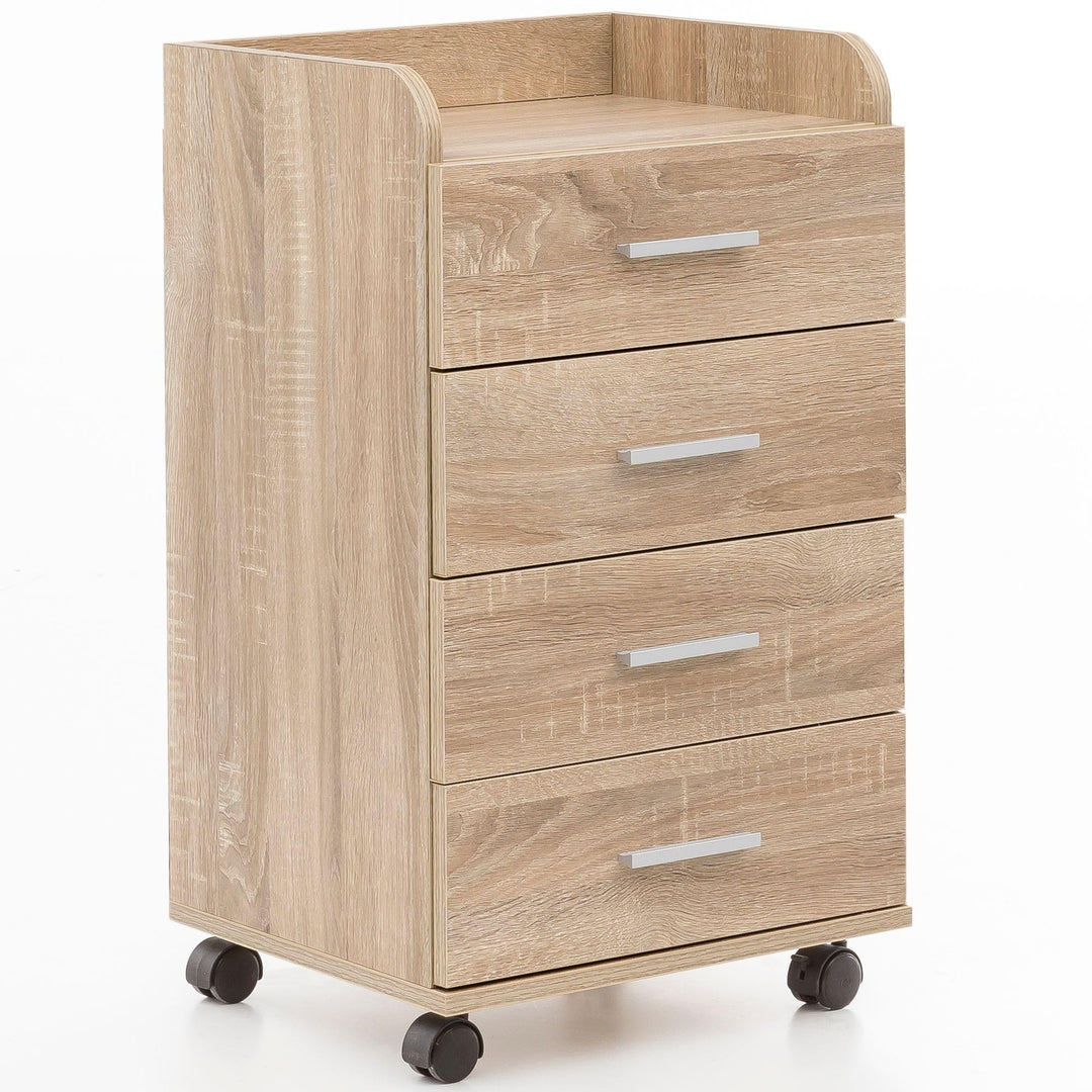FineBuy Rollcontainer 40 x 70,5 x 33 cm, Schreibtisch-Container Rollschrank 4 Schubladen, Moderner S