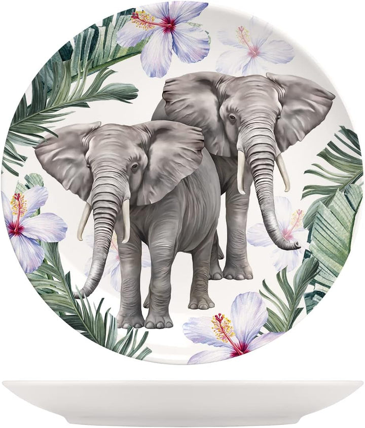 H&h set 6 piatti piani exotic in new bone china avorio decorato cm 26
