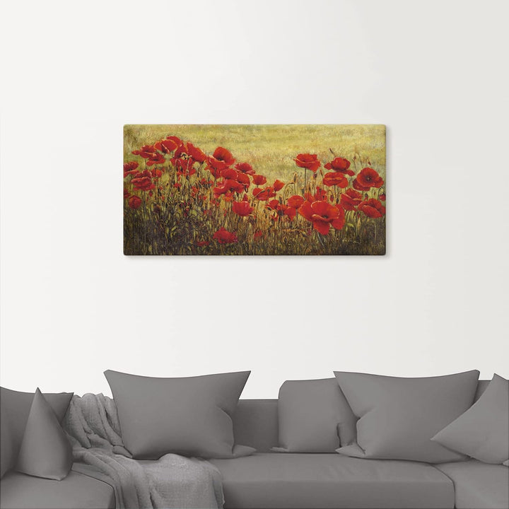 ARTland Leinwandbilder Wandbild Bild auf Leinwand 60 x 30 cm Botanik Blumenwiese Mohnblume Malerei R