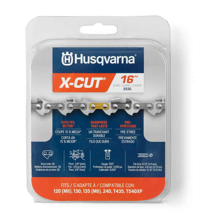 Husqvarna X-Cut S93G 40,6 cm Kettensägekette, 3/8 Zoll Mini-Teilung, 127 cm Gauge, 56 Treibglieder K
