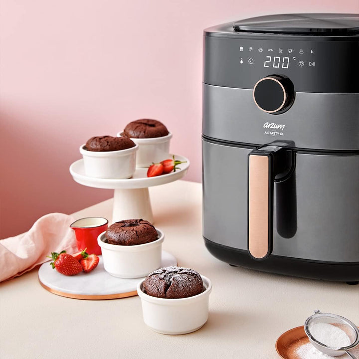 Arzum 6L Heissluftfritteuse Schwarz, 8 voreingestellte Kochprogramme Airfryer ölfreies, gesundes Fri